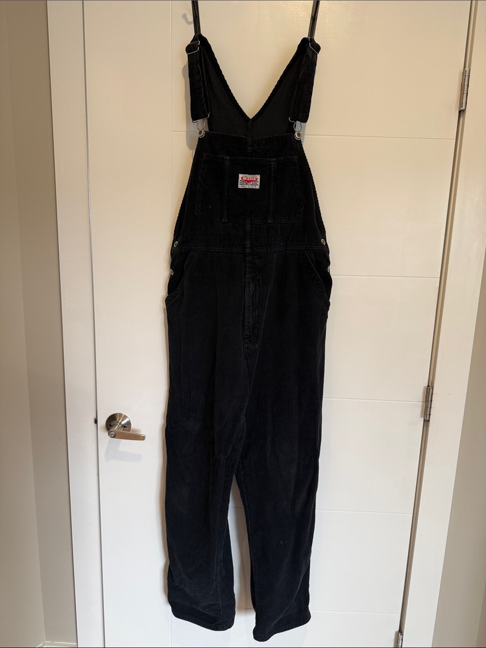 IKEDA Black Corduroy Overalls Jumpsuit with Front Bib Pocket